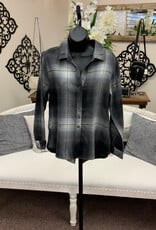 kerenhart Kerenhart  Dark Grey Plaid Flannel Button Up Top