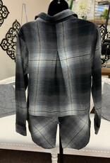 kerenhart Kerenhart  Dark Grey Plaid Flannel Button Up Top