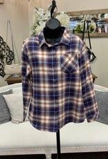 kerenhart Kerenhart  Blue Plaid Button Up Long Sleeve Top