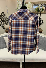 kerenhart Kerenhart  Blue Plaid Button Up Long Sleeve Top