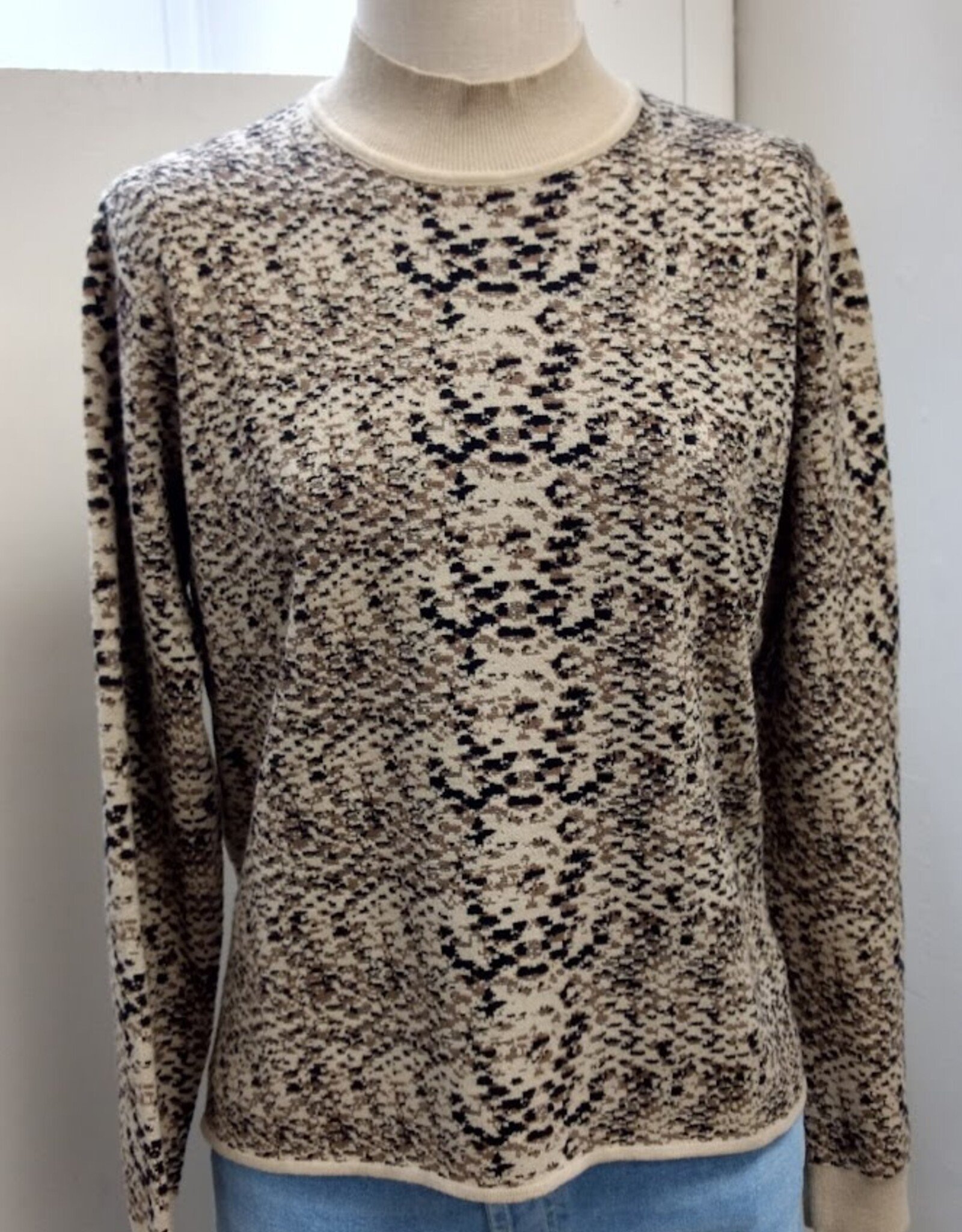 Lysse Lysse  Camel Snake Jacquard Declan Mock Neck Sweater Top HB