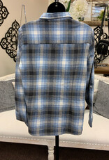 kerenhart Kerenhart  Light Grey  Plaid Flannel Button Up Top
