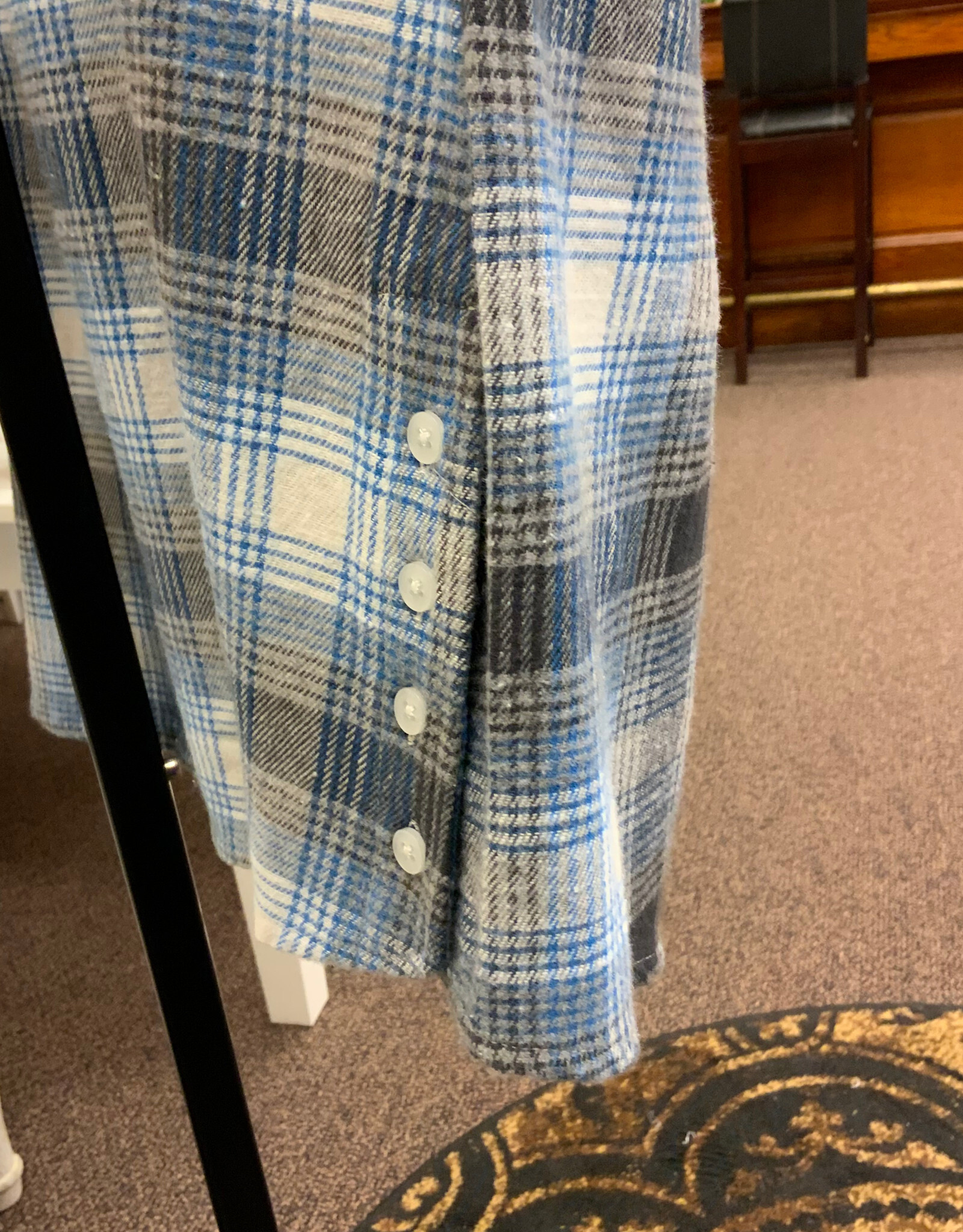 kerenhart Kerenhart  Light Grey  Plaid Flannel Button Up Top