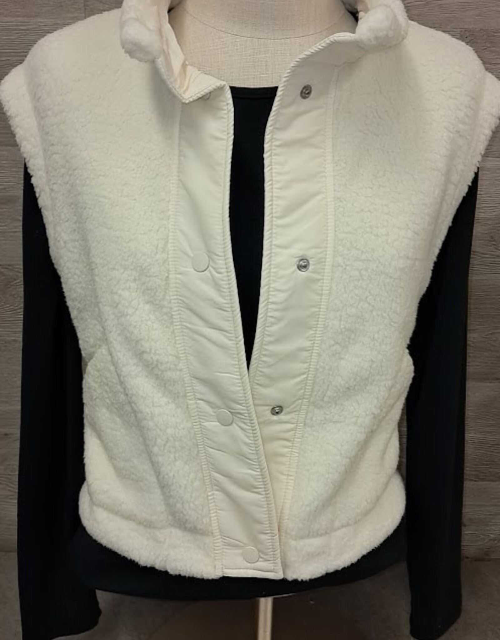 Sharon Young Inc Multiples Cream Textured  Mock Neck Vest