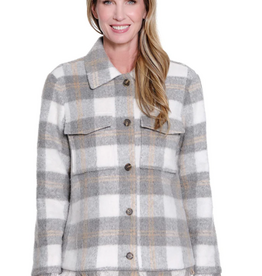 Sharon Young Inc Multiples  Snow Leopard Plaid Button Up Jacket