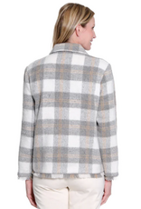 Sharon Young Inc Multiples  Snow Leopard Plaid Button Up Jacket