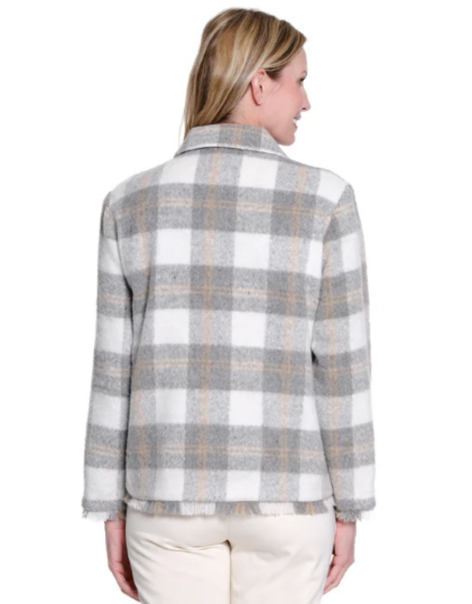 Sharon Young Inc Multiples  Snow Leopard Plaid Button Up Jacket