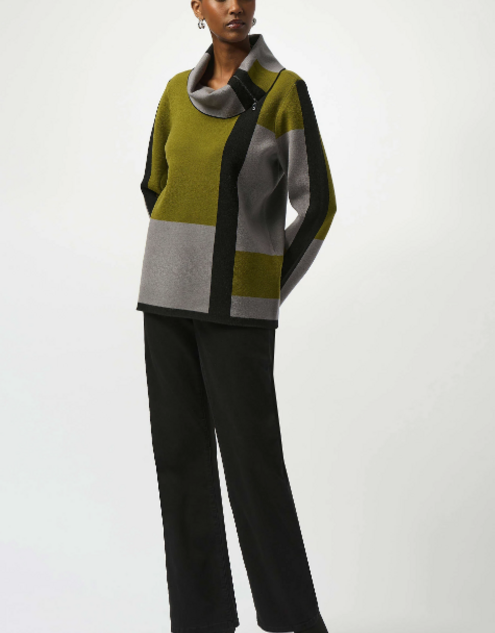 Joseph Ribkoff Joseph Ribkoff Jacquard Artichoke Color Blocked Sweater SA