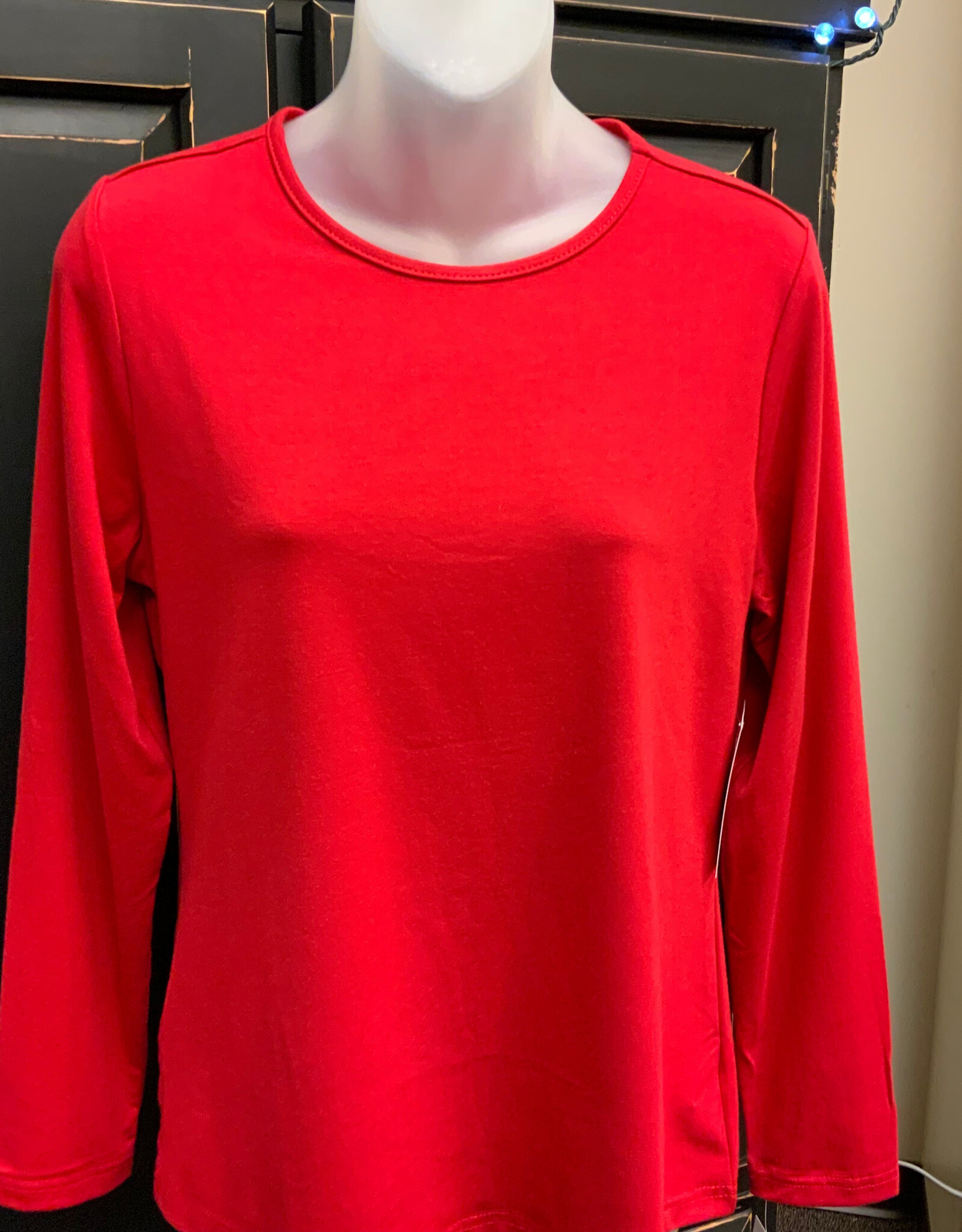 Lulu B Lulu B Crimson Basic Crew Neck Long Sleeve Top