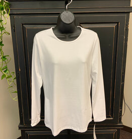 Lulu B Lulu B White Basic Crew Neck Long Sleeve Top