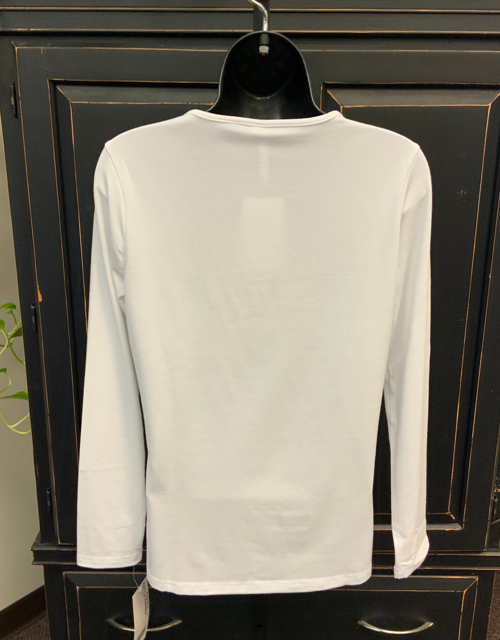 Lulu B Lulu B White Basic Crew Neck Long Sleeve Top