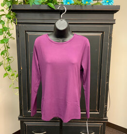 Lulu B Lulu B Cabernet Basic Crew Neck Long Sleeve Top