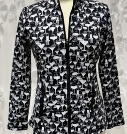 Lulu B Lulu White/Silver Cocktail Glass Print DRGO Zip Up Jacket