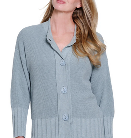 Sharon Young Inc Multiples  Chambray 3/4 Button Up  Cardigan Sweater