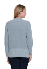 Sharon Young Inc Multiples  Chambray 3/4 Button Up  Cardigan Sweater