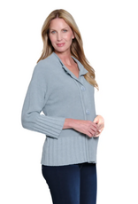 Sharon Young Inc Multiples  Chambray 3/4 Button Up  Cardigan Sweater