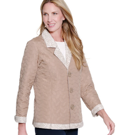 Sharon Young Inc Multiples Soft White L/S Button Front Rversible Quilted Jacket