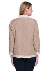 Sharon Young Inc Multiples Soft White L/S Button Front Reversible Quilted Jacket