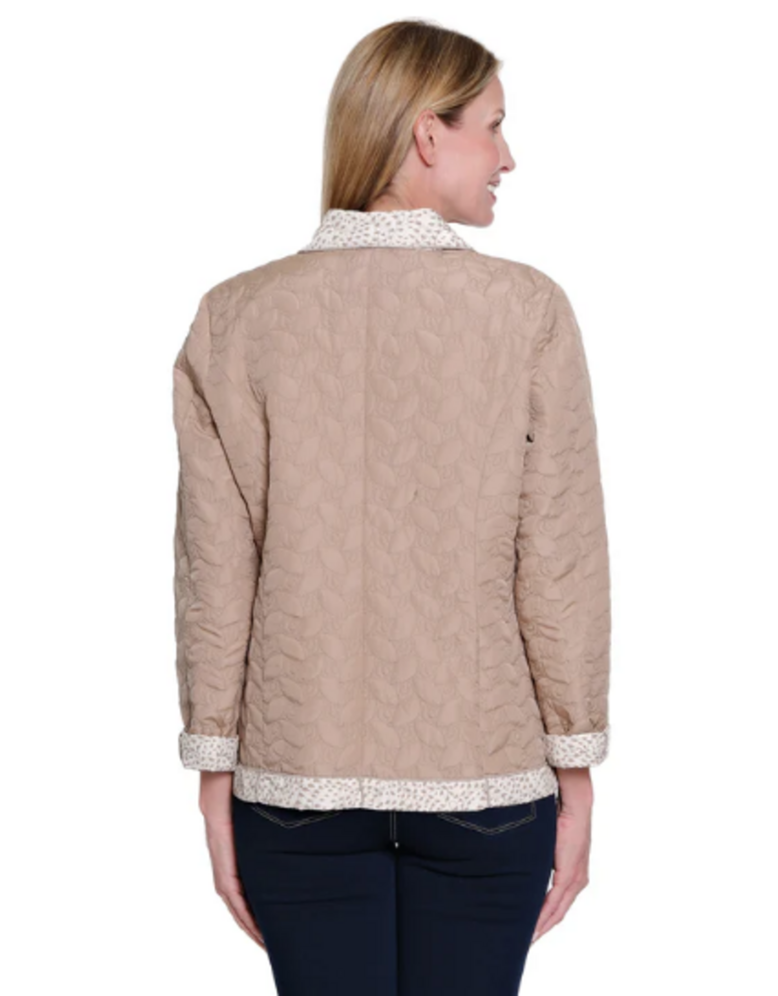 Sharon Young Inc Multiples Soft White L/S Button Front Reversible Quilted Jacket