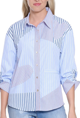 Sharon Young Inc Tru Lux    Blue Mixed Stripe W/ Heart  LS Shirt