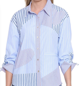 Sharon Young Inc Tru Lux  Blue Mixed Stripe W/ Heart  LS Shirt