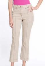 Sharon Young Inc Multiples Tan Pintuck Flare Cropped Jean