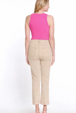 Sharon Young Inc Multiples Tan Pintuck Flare Cropped Jean