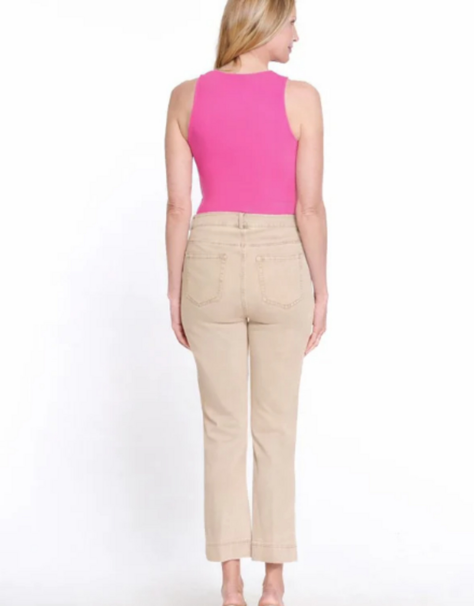 Sharon Young Inc Multiples Tan Pintuck Flare Cropped Jean