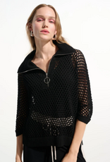 Joseph Ribkoff Joseph Ribkoff   Black S/S 1/4Zip Top