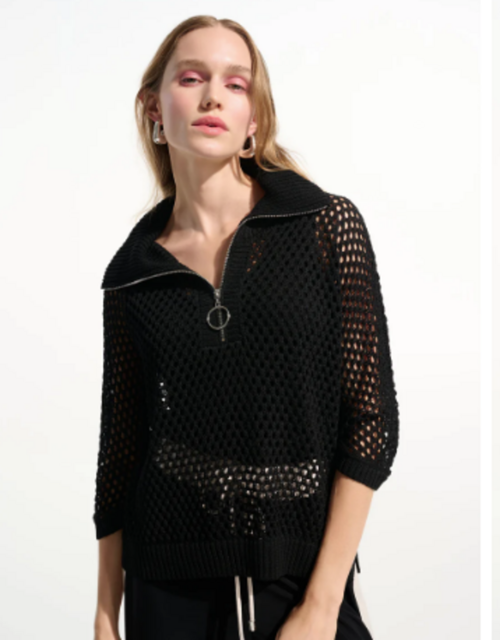 Joseph Ribkoff Joseph Ribkoff   Black S/S 1/4Zip Top