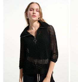 Joseph Ribkoff Joseph  Black S/S 1/4Zip Top