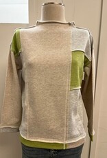 Sharon Young Inc Tru Lux  Multi  Funnel Neck Color Block Knit Top