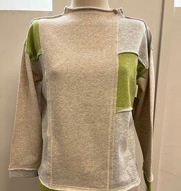 Sharon Young Inc Tru Lux  Multi  Funnel Neck Color Block Knit Top
