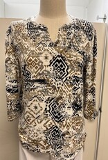 L.Hamrick L. Hamericks Multi Color Aztec Print 3/4 Sleeve Top