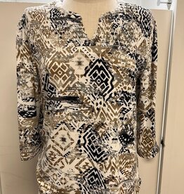 L.Hamrick L. Hamericks Multi Color Aztec Print 3/4 Sleeve Top