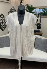 L.Hamrick Southern Lady Oyster Textured Open Cardigan Top