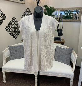 L.Hamrick Southern Lady Oyster Textured Open Cardigan Top