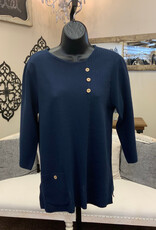 L.Hamrick Southern Lady Phantom Ink  Round Neck 3/4 Sleeve Top