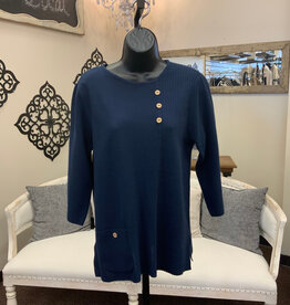 L.Hamrick Southern Lady Phantom Ink  Round Neck 3/4 Sleeve Top