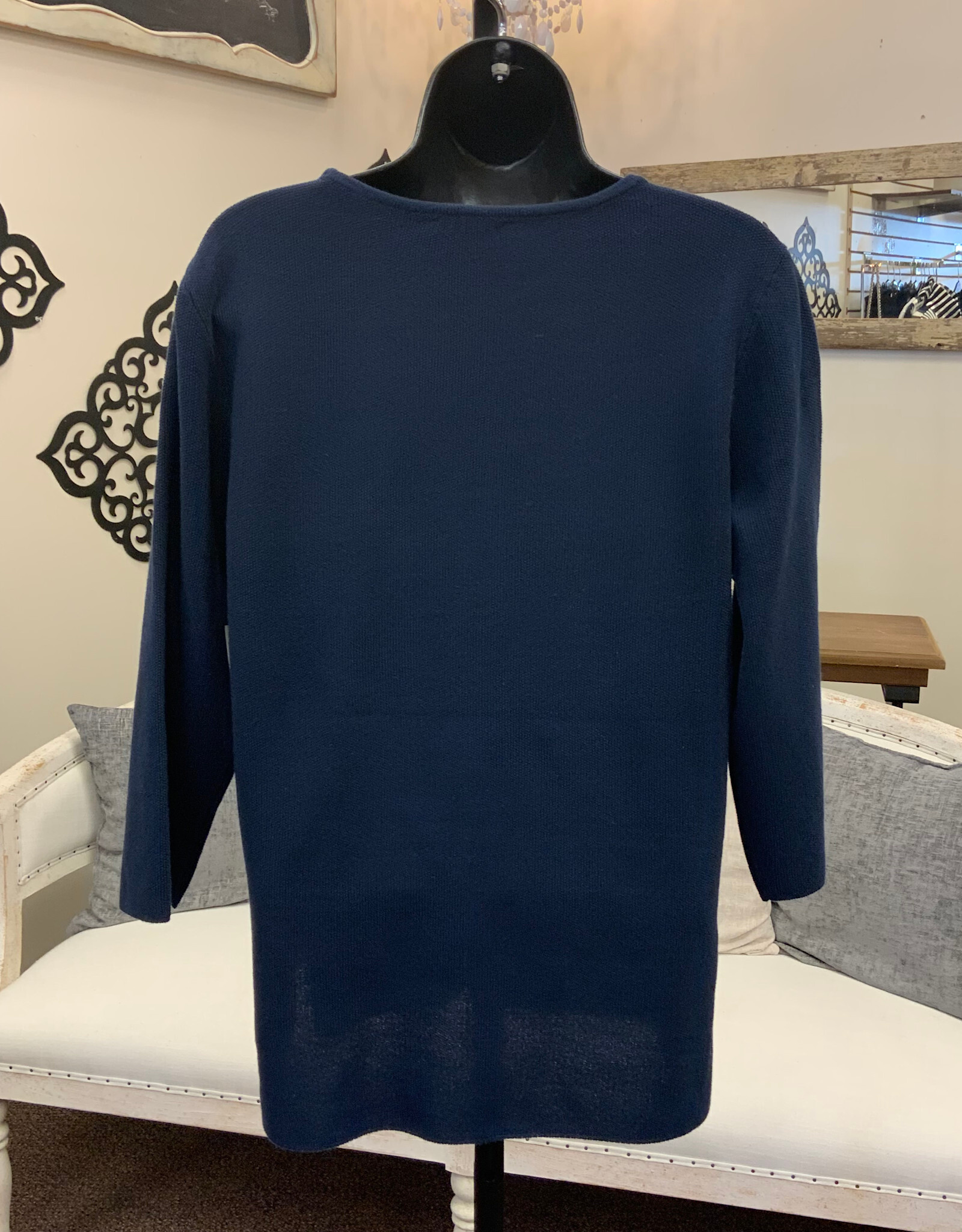 L.Hamrick Southern Lady Phantom Ink  Round Neck 3/4 Sleeve Top