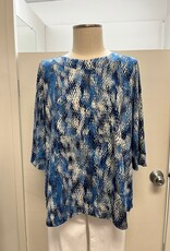 Southern Lady Southern Lady Ink Blue Grey Round Neck  3/4 Sleeve