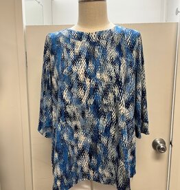 Southern Lady Southern Lady Ink Blue Grey Round Neck  3/4 Sleeve