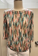 L.Hamrick Southern Lady Oceanic Blues/Teals  3/4 Sleeve Petite Top