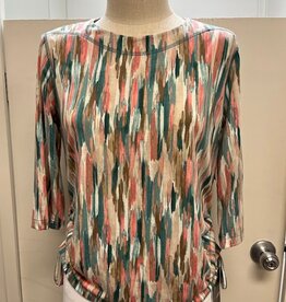 L.Hamrick Southern Lady Oceanic Blues/Teals  3/4 Sleeve Petite Top