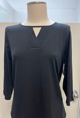 L.Hamrick Southern Lady Black Amira Round Neck 3/4 Sleeve Top