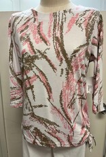 Links Links Pink Multi Print Round Neck 3/4 Sleeve Top