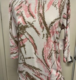 Links Links Pink Multi Print Round Neck 3/4 Sleeve Top