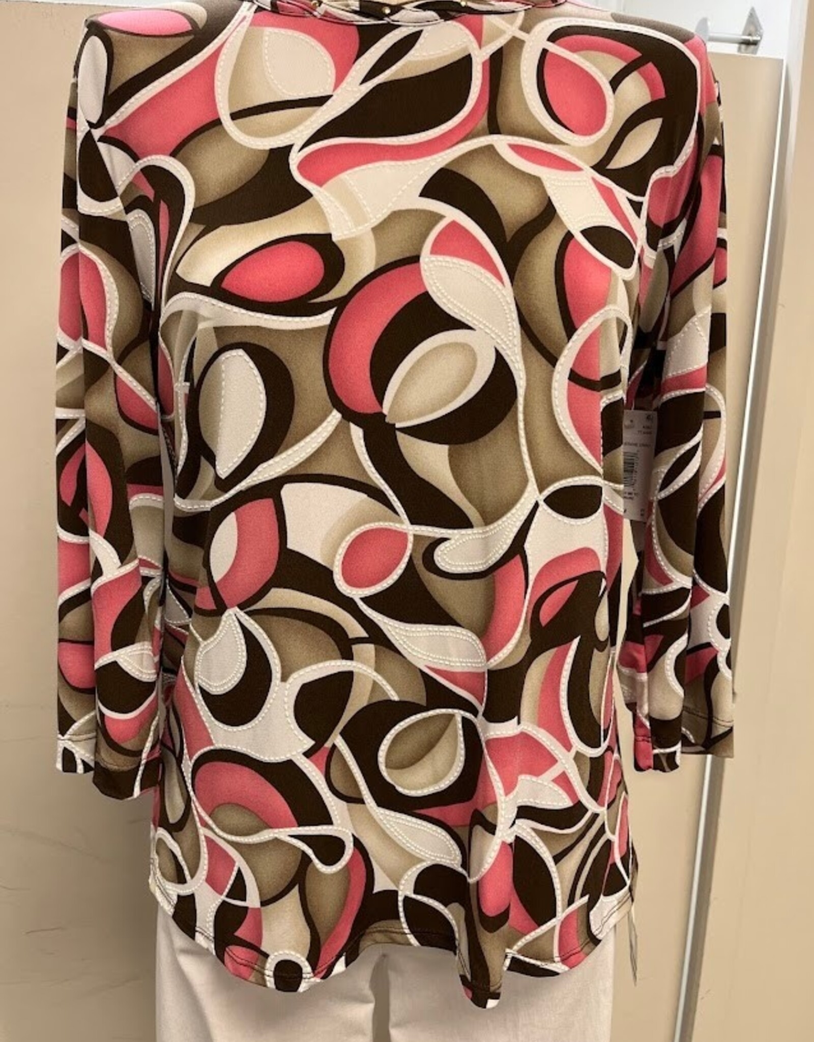 Southern Lady Southern Lady Antiquerose Oreo Round Neck 3/4 Sleeve Top