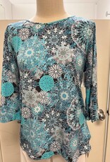 Southern Lady Southern Lady Oahu Earl Grey Round Neck 3/4 Sleeve Top