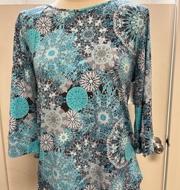 Southern Lady Southern Lady Oahu Earl Grey Round Neck 3/4 Sleeve Top